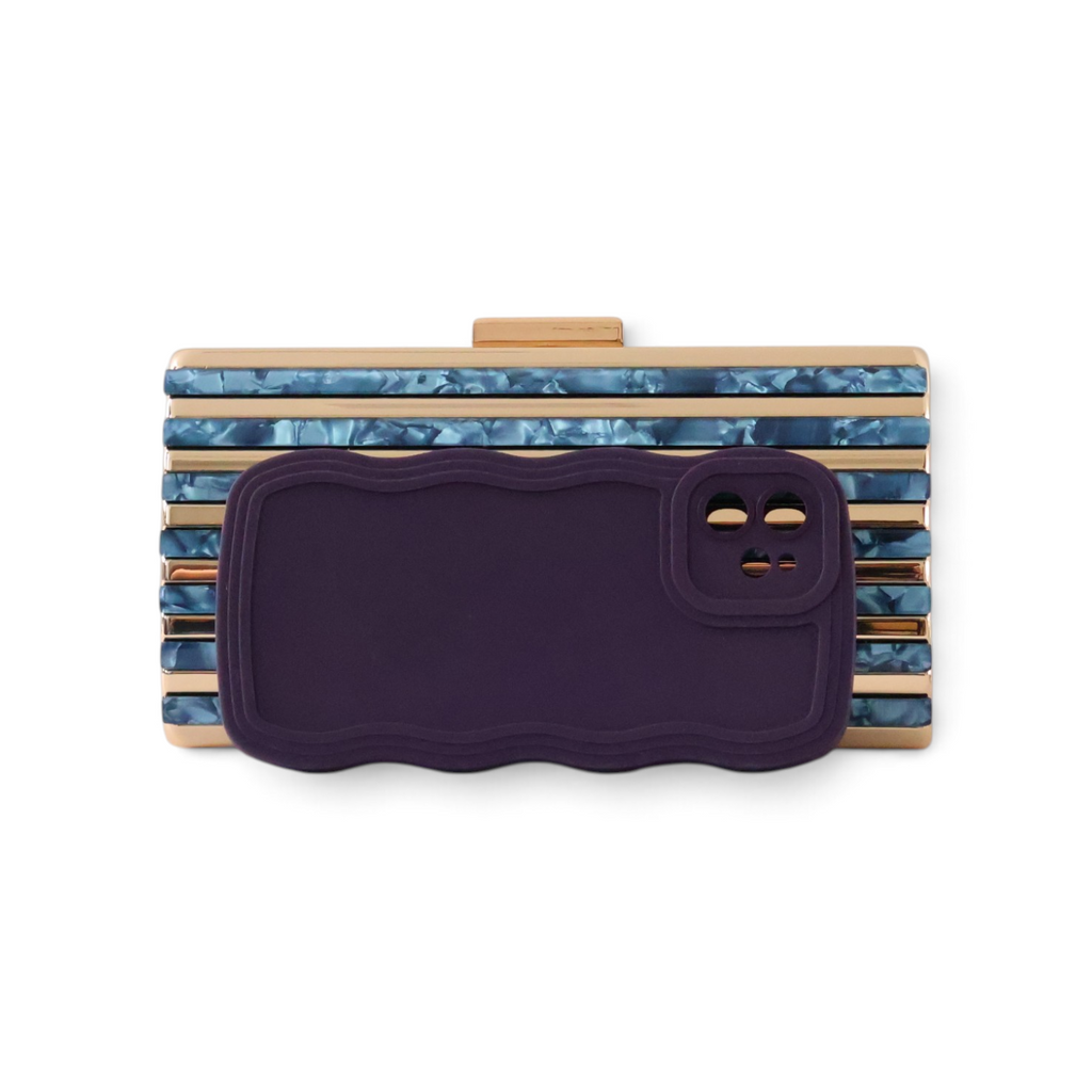 Bolsa Clutch Festa Metal Acrílico Azul