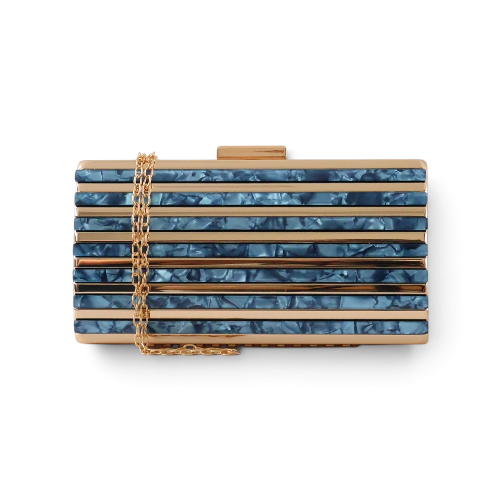 Bolsa Clutch Festa Metal Acrílico Azul
