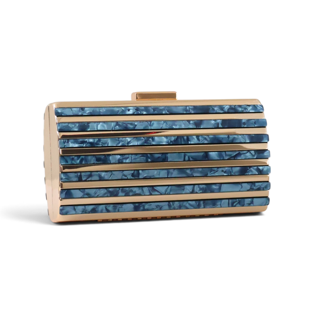Bolsa Clutch Festa Metal Acrílico Azul