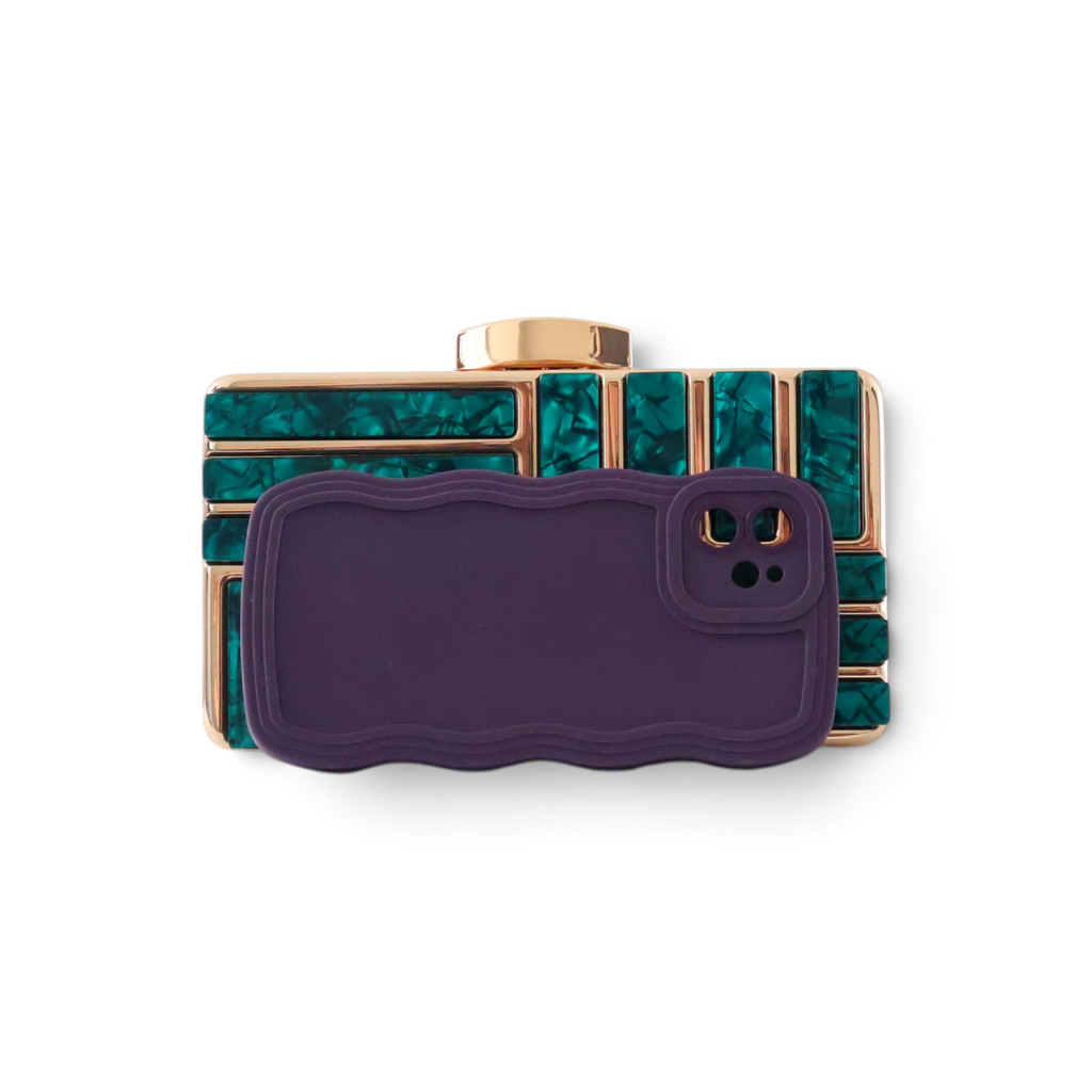 Bolsa Clutch Festa Metal Acrílico Verde