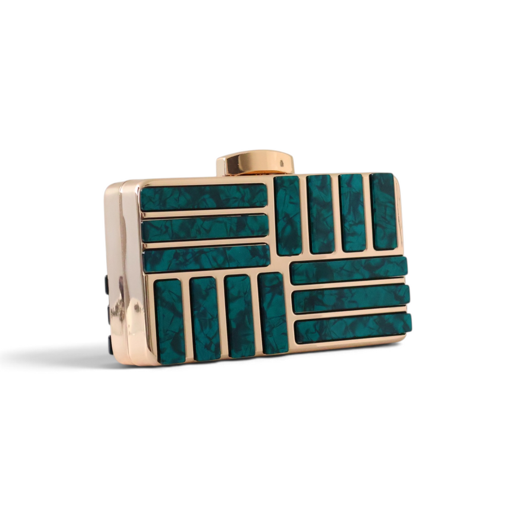 Bolsa Clutch Festa Metal Acrílico Verde