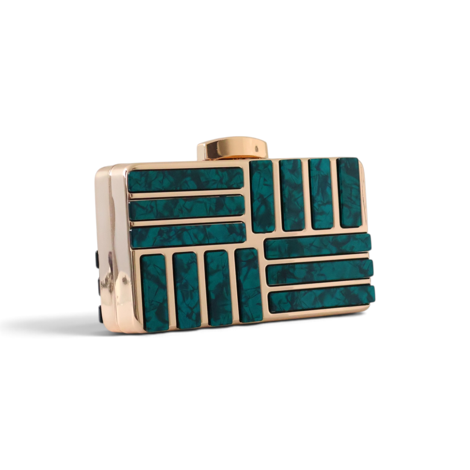 Bolsa Clutch Festa Metal Acrílico Verde