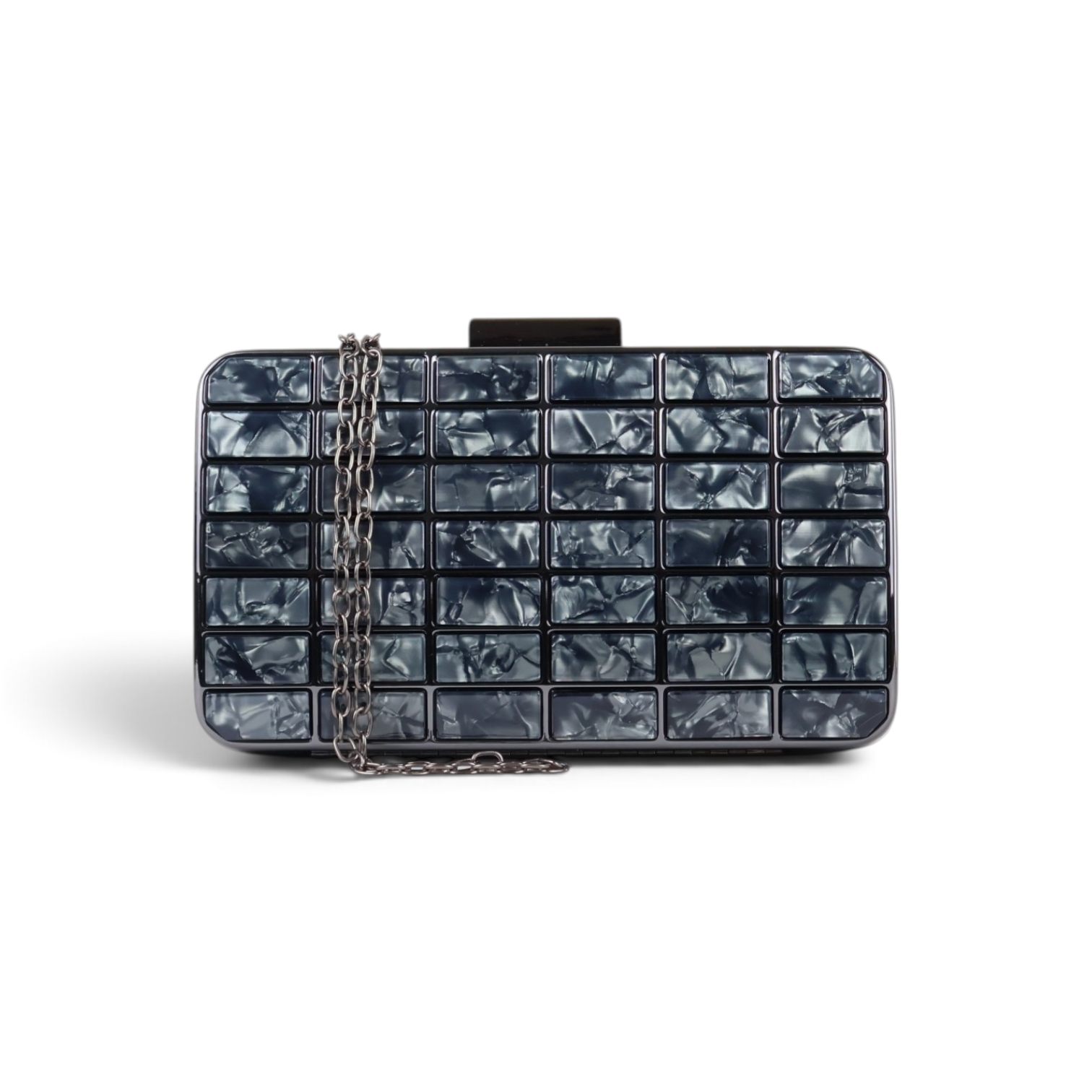 Bolsa Clutch Festa Metal Acrílico Preta