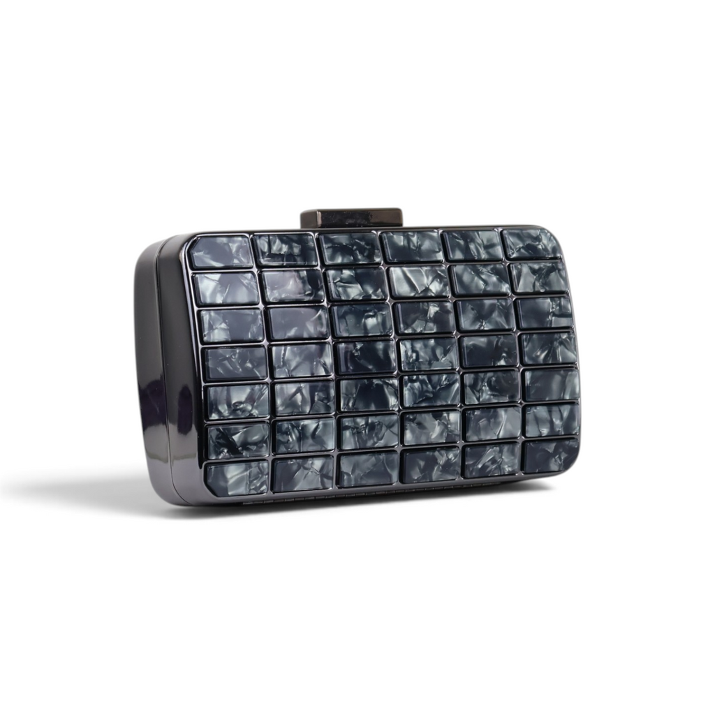 Bolsa Clutch Festa Metal Acrílico Preta