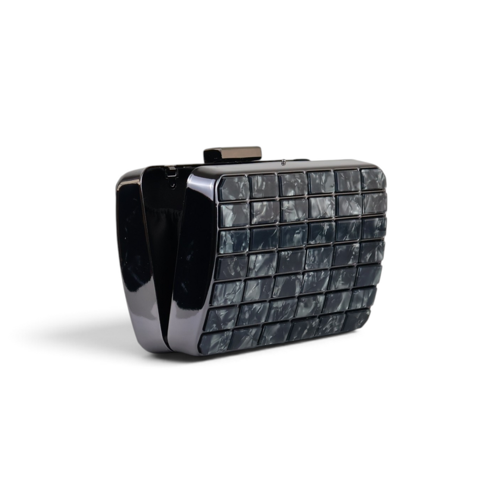 Bolsa Clutch Festa Metal Acrílico Preta