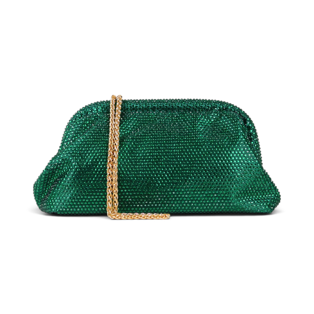 Bolsa de Festa Pouch Strass Verde