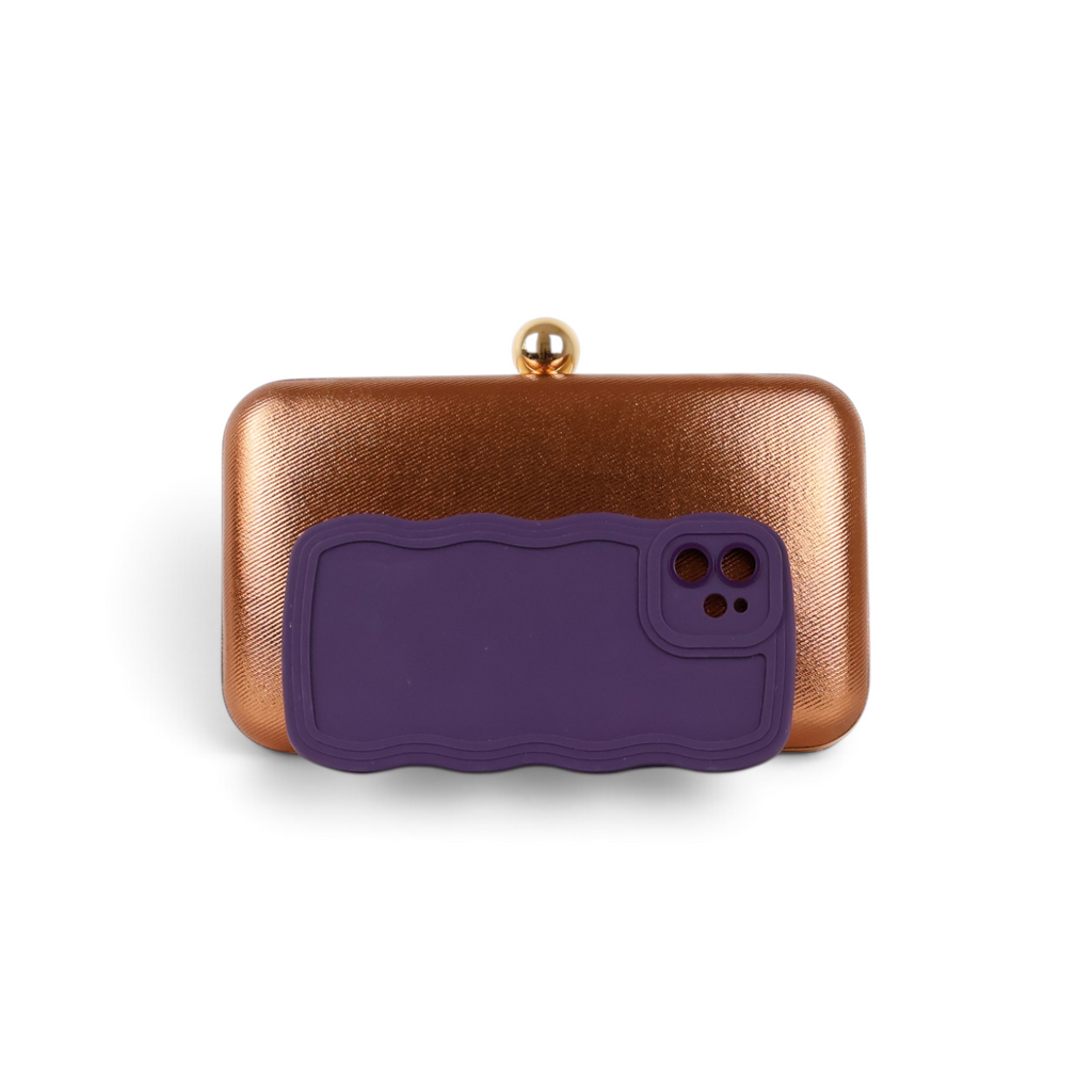 Bolsa de Festa Clutch Bronze Ocre