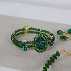 Kit Colar Bracelete e Brinco Verde