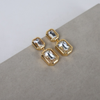 Brinco Dourado e Cristal Translúcido