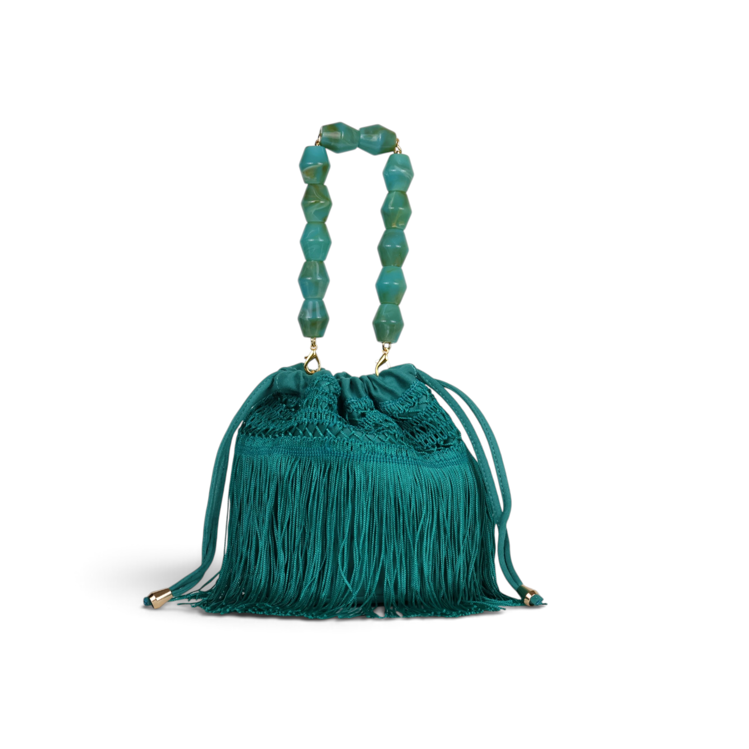 Bolsa de Mão Transversal Franja Tassel Verde