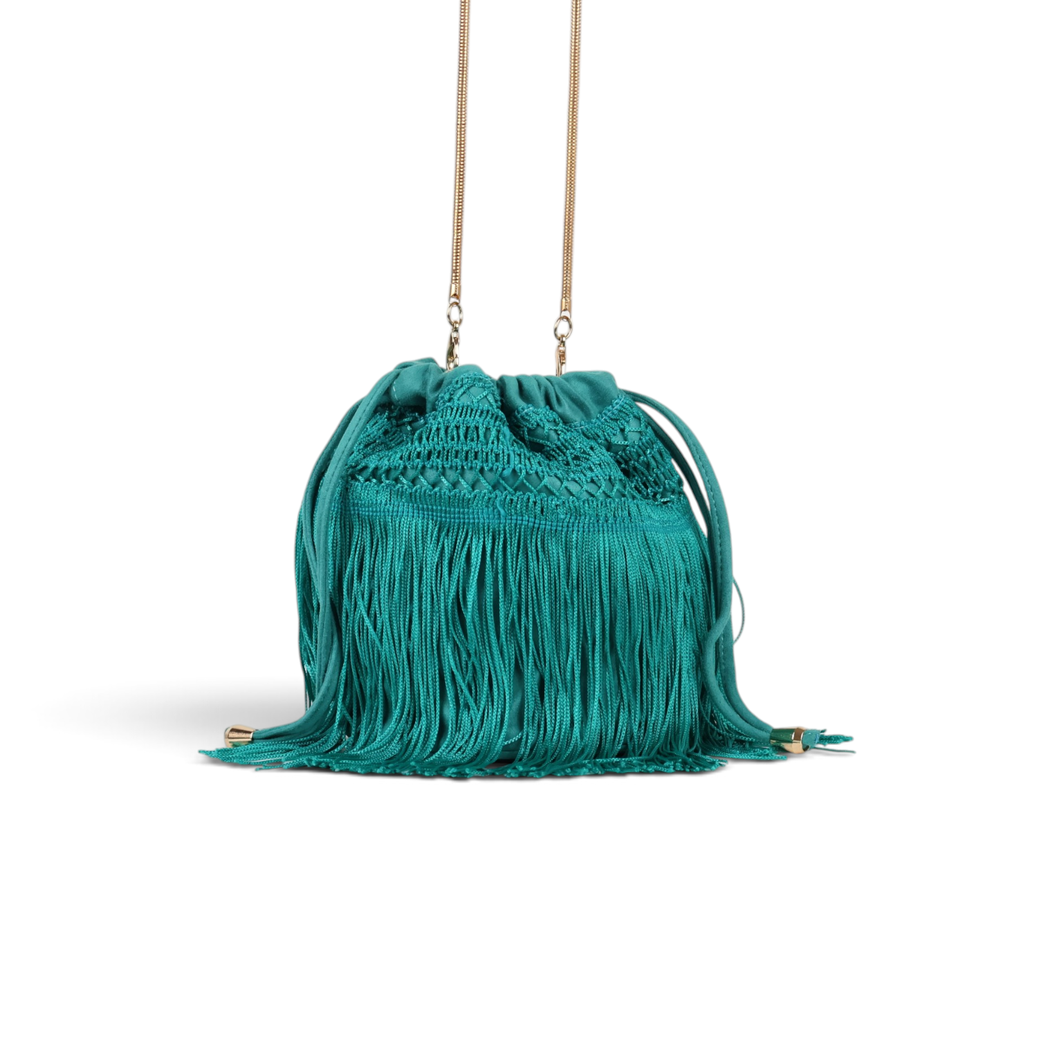 Bolsa de Mão Transversal Franja Tassel Verde