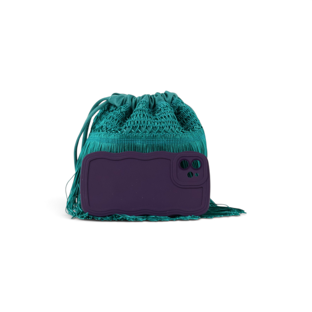 Bolsa de Mão Transversal Franja Tassel Verde