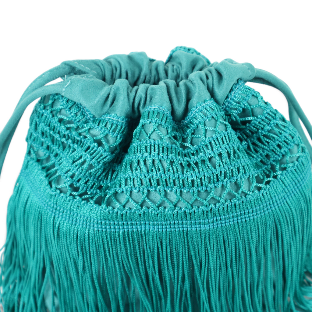 Bolsa de Mão Transversal Franja Tassel Verde