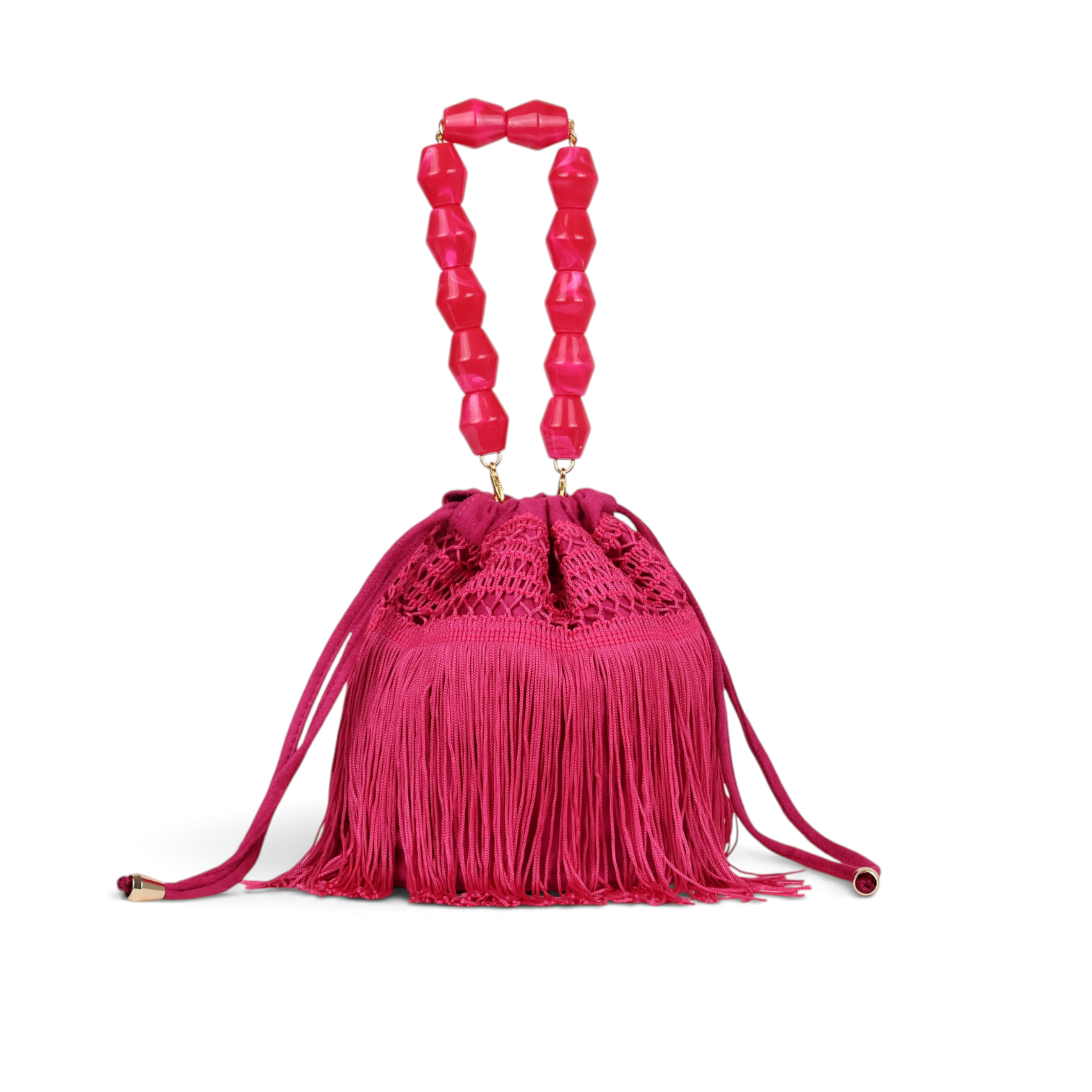 Bolsa de Mão Transversal Franja Tassel Fúcsia