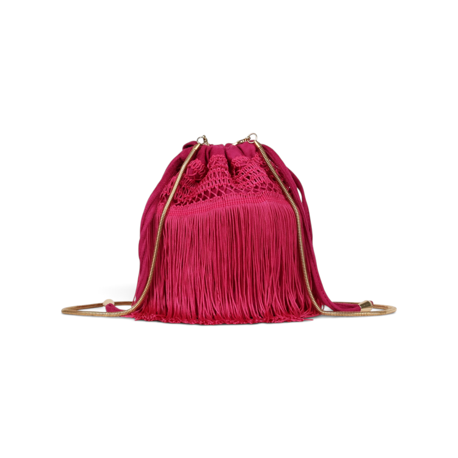 Bolsa de Mão Transversal Franja Tassel Fúcsia