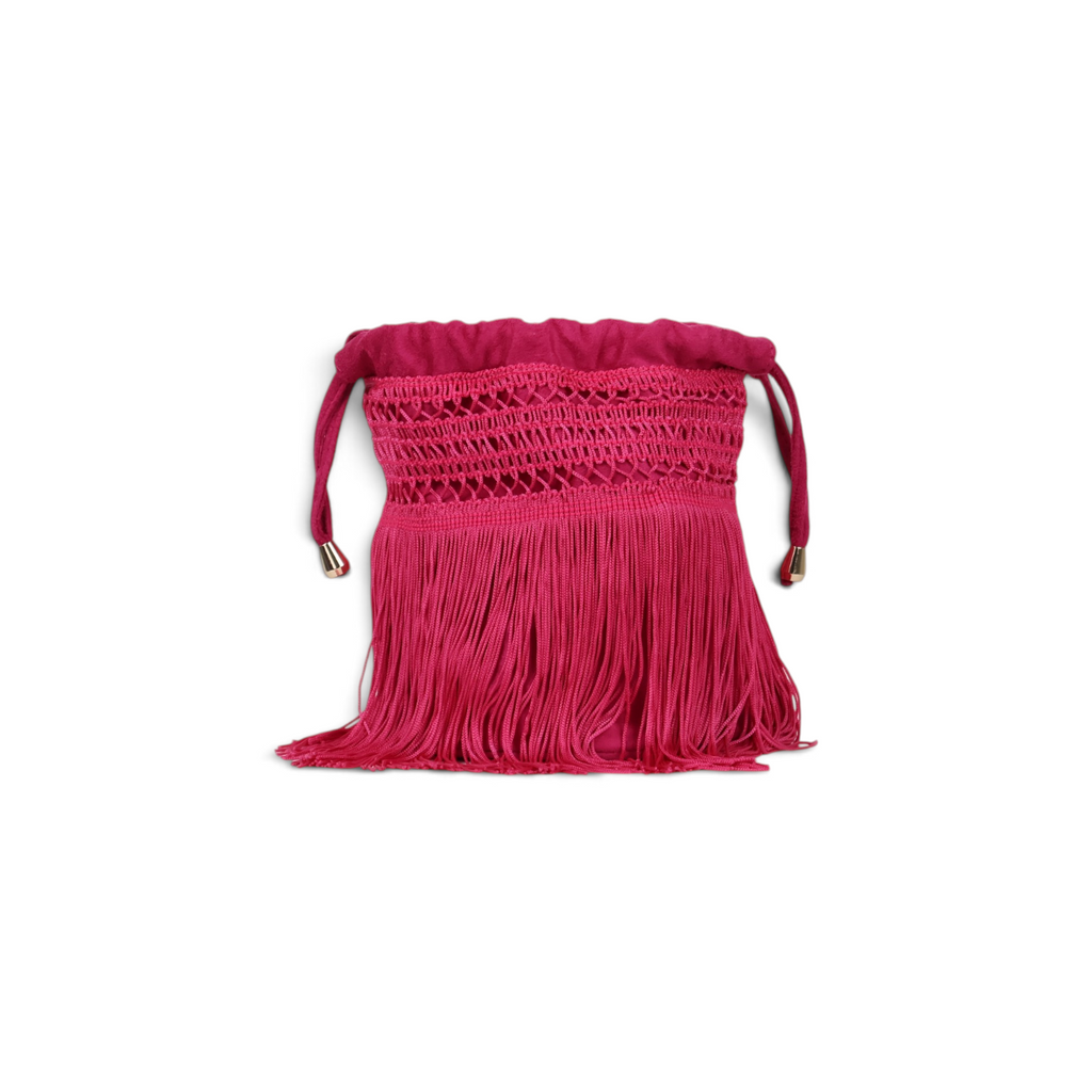 Bolsa de Mão Transversal Franja Tassel Fúcsia