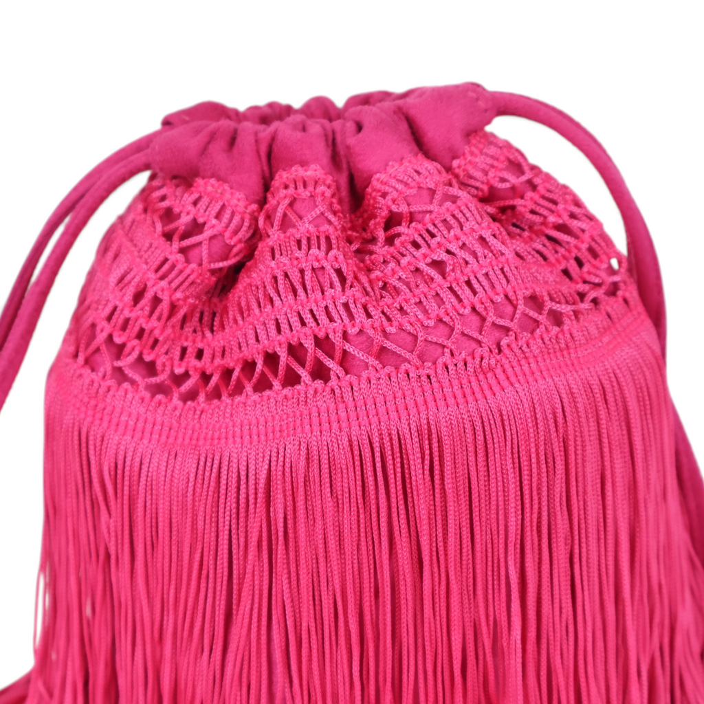 Bolsa de Mão Transversal Franja Tassel Fúcsia