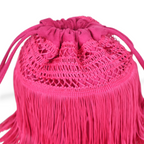 Bolsa de Mão Transversal Franja Tassel Fúcsia