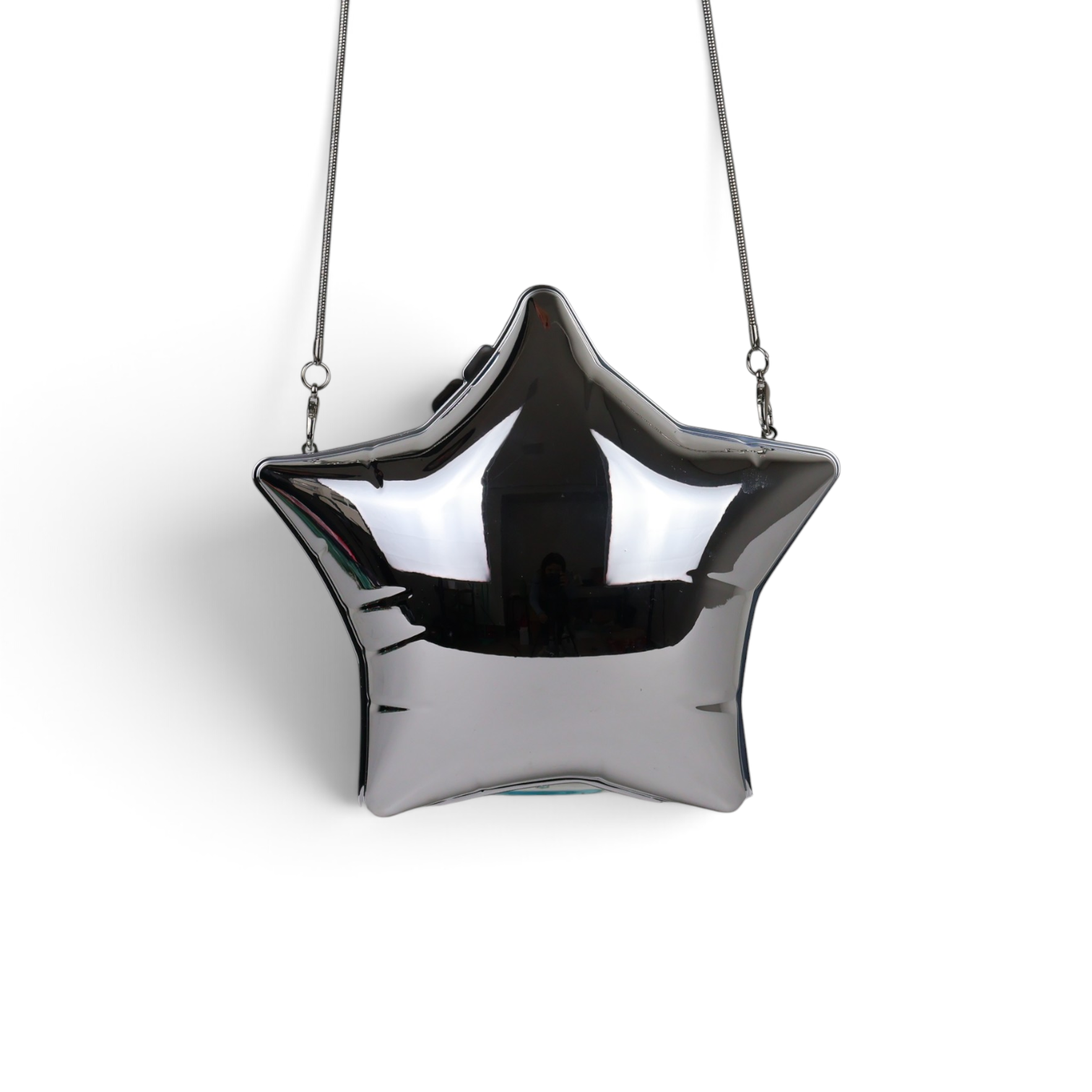 Bolsa Clutch Festa Estrela Prata Metalizada