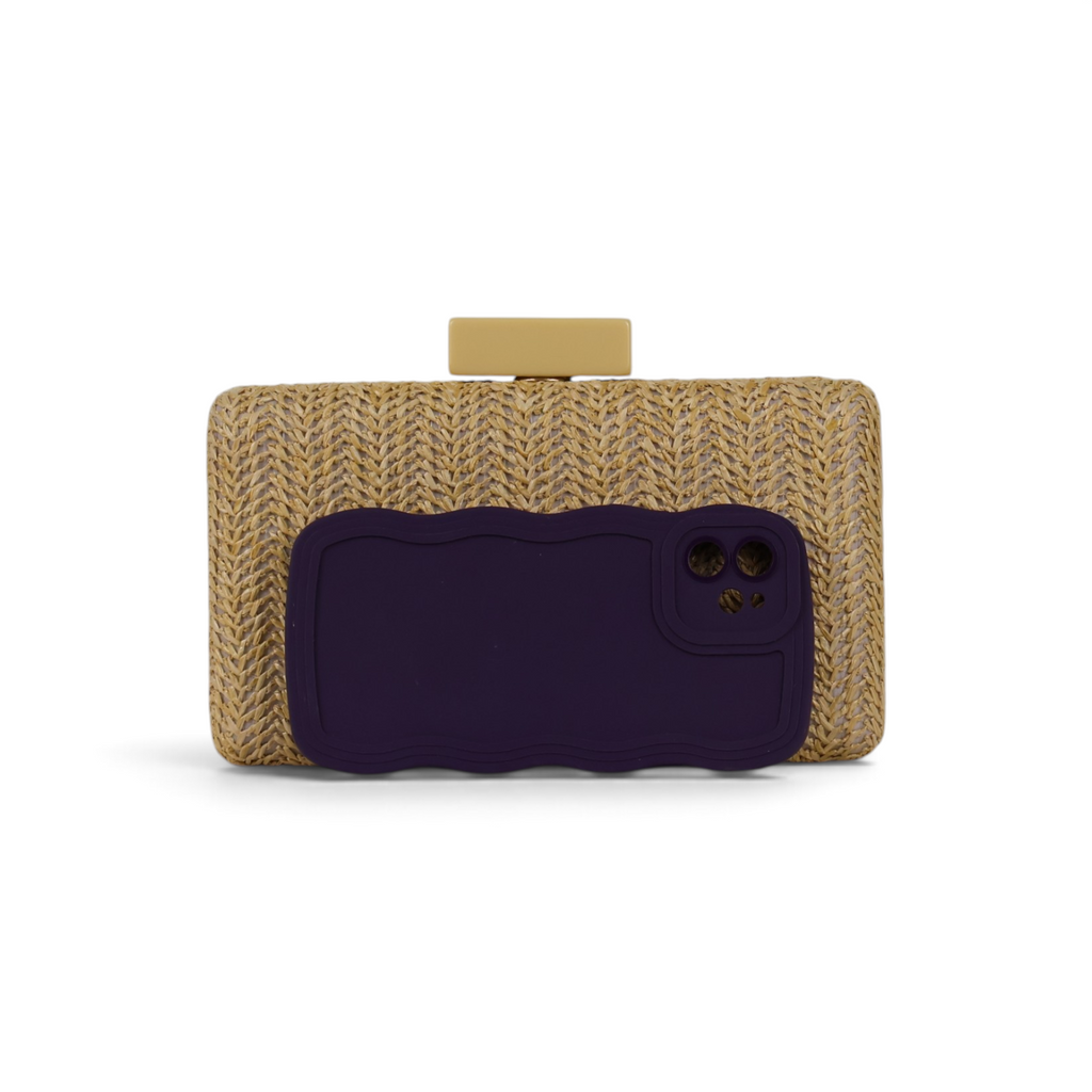 Bolsa de Festa Clutch Palha Bege