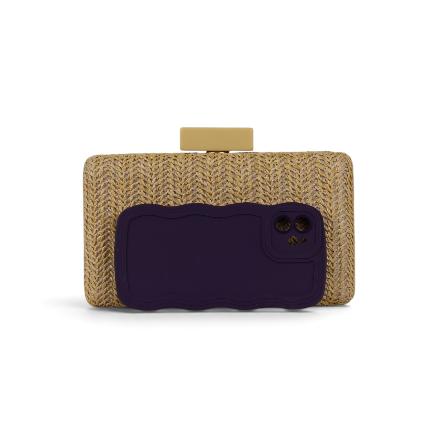 Bolsa de Festa Clutch Palha Bege