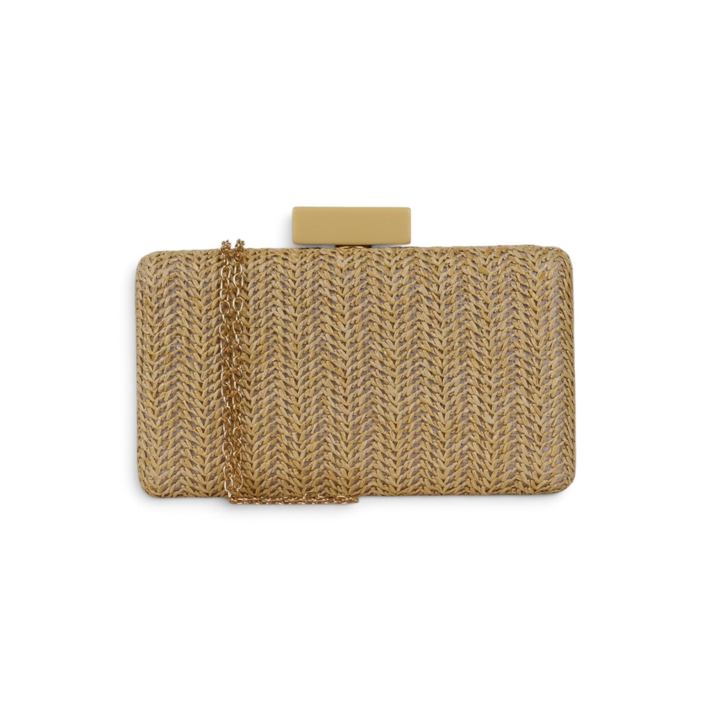 Bolsa de Festa Clutch Palha Bege