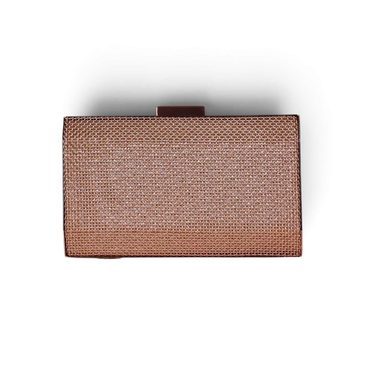 Bolsa de Festa Clutch Malha Metalizada Rosê Gold