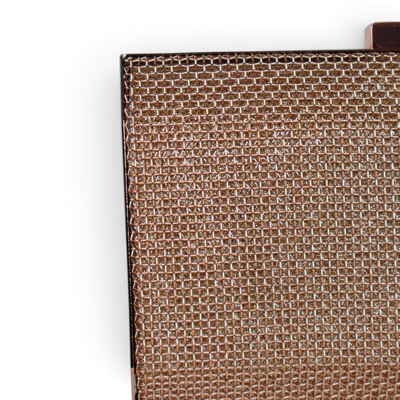 Bolsa de Festa Clutch Malha Metalizada Rosê Gold