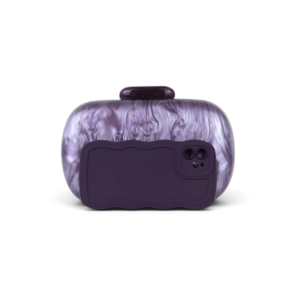 Bolsa de Festa Clutch Acrílico Oval Lilás