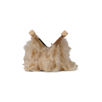 Bolsa de Festa Clutch Madeira e Plumas Sintéticas Bege