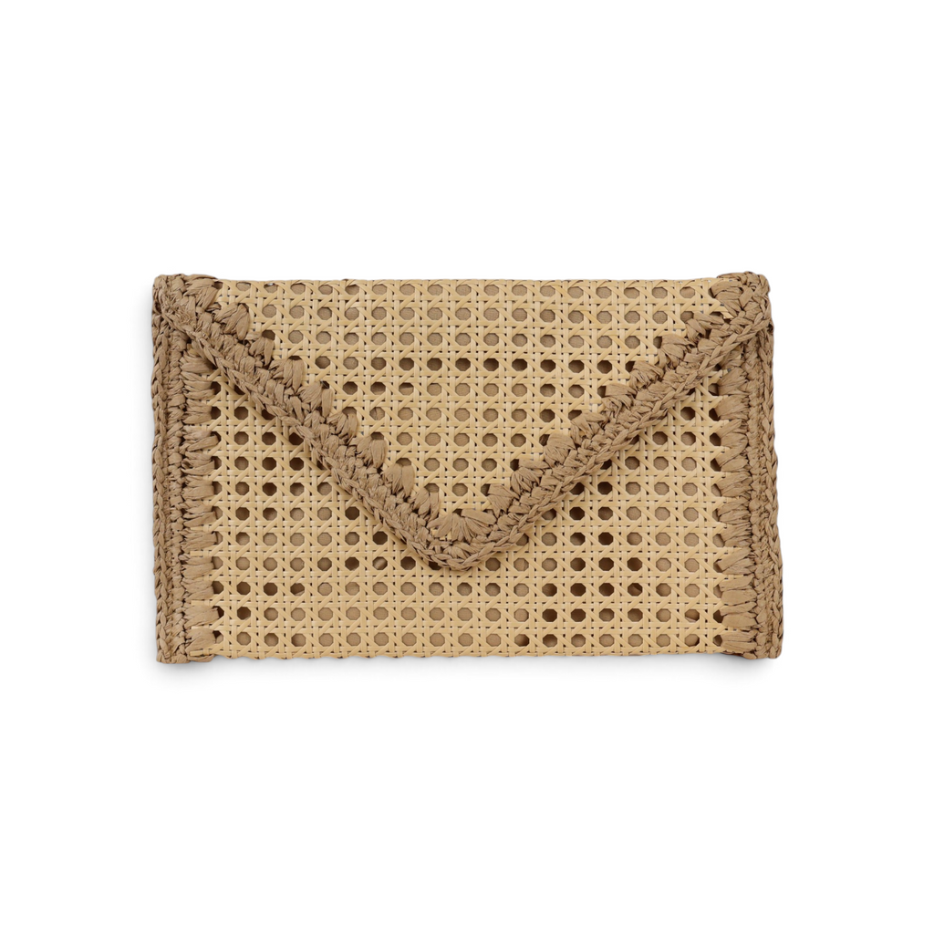 Bolsa Carteira Envelope Palha da Índia Bege