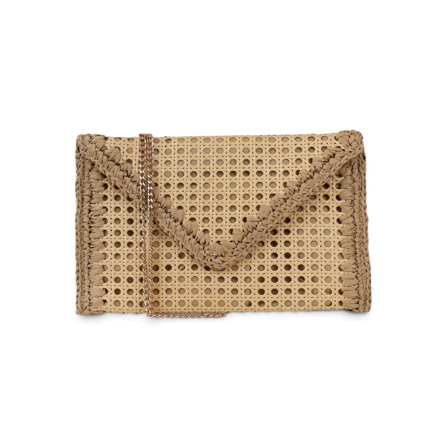 Bolsa Carteira Envelope Palha da Índia Bege