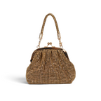 Bolsa Tranversal de Mão Pouch Strass Dourada