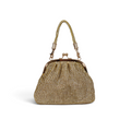 Bolsa Tranversal de Mão Pouch Strass Dourada Claro