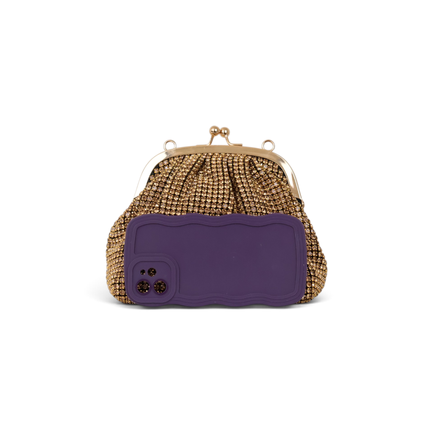 Bolsa Tranversal de Mão Pouch Strass Dourada