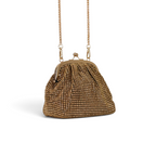 Bolsa Tranversal de Mão Pouch Strass Dourada