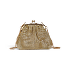 Bolsa Tranversal de Mão Pouch Strass Dourada Claro