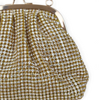 Bolsa Tranversal de Mão Pouch Strass Dourada Claro
