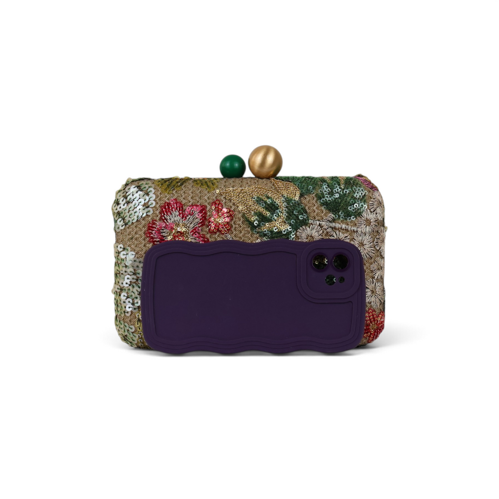 Bolsa Clutch Festa Bordada Flores Verde