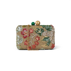 Bolsa Clutch Festa Bordada Flores Verde