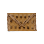 Bolsa Carteira Envelope Palha da Índia Bege Caramelo