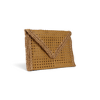 Bolsa Carteira Envelope Palha da Índia Bege Caramelo