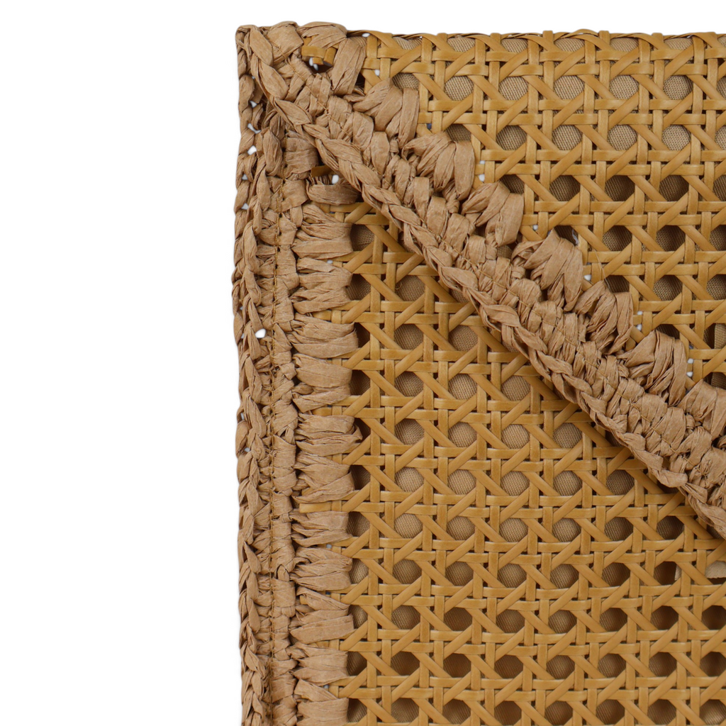 Bolsa Carteira Envelope Palha da Índia Bege Caramelo