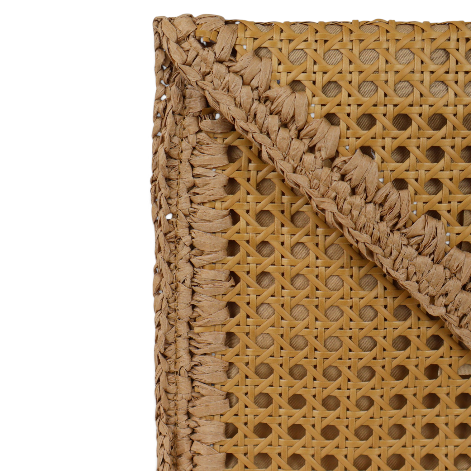 Bolsa Carteira Envelope Palha da Índia Bege Caramelo
