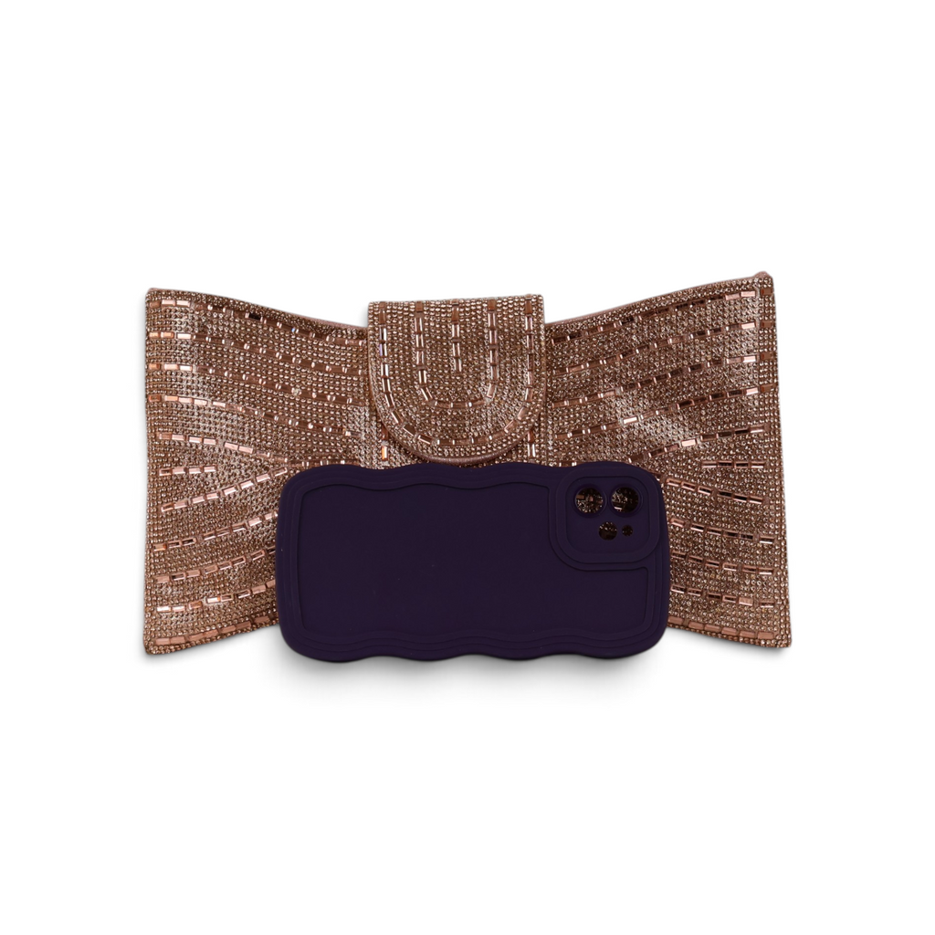 Bolsa Carteira Envelope Strass Rosê Gold