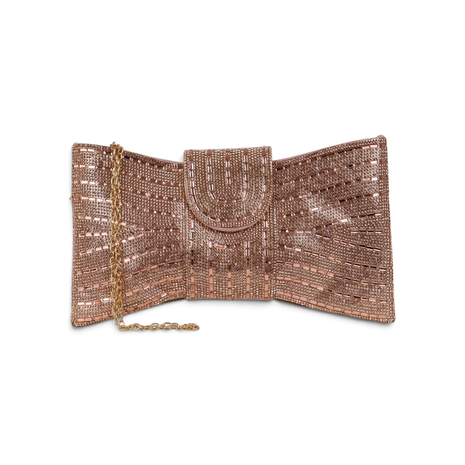 Bolsa Carteira Envelope Strass Rosê Gold