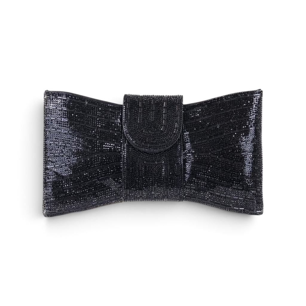 Bolsa Carteira Envelope Strass Preta