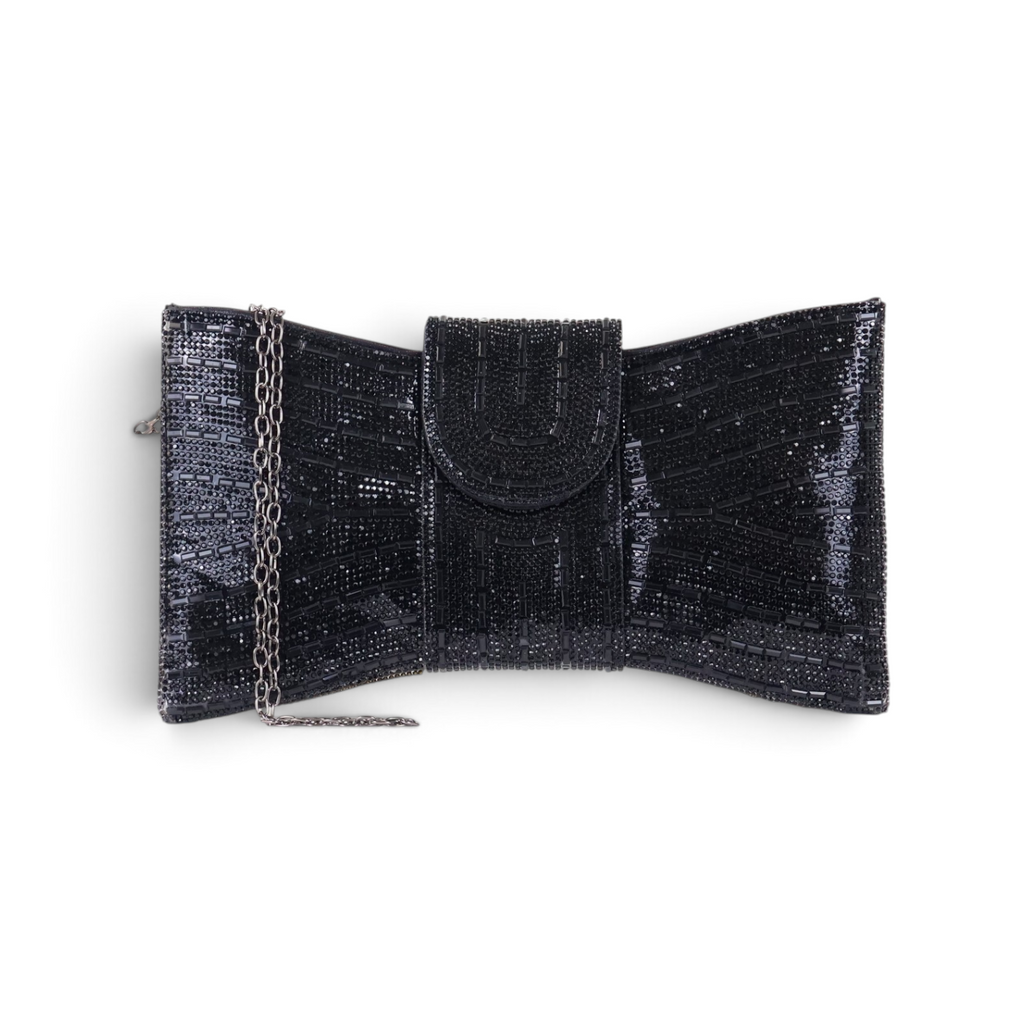 Bolsa Carteira Envelope Strass Preta