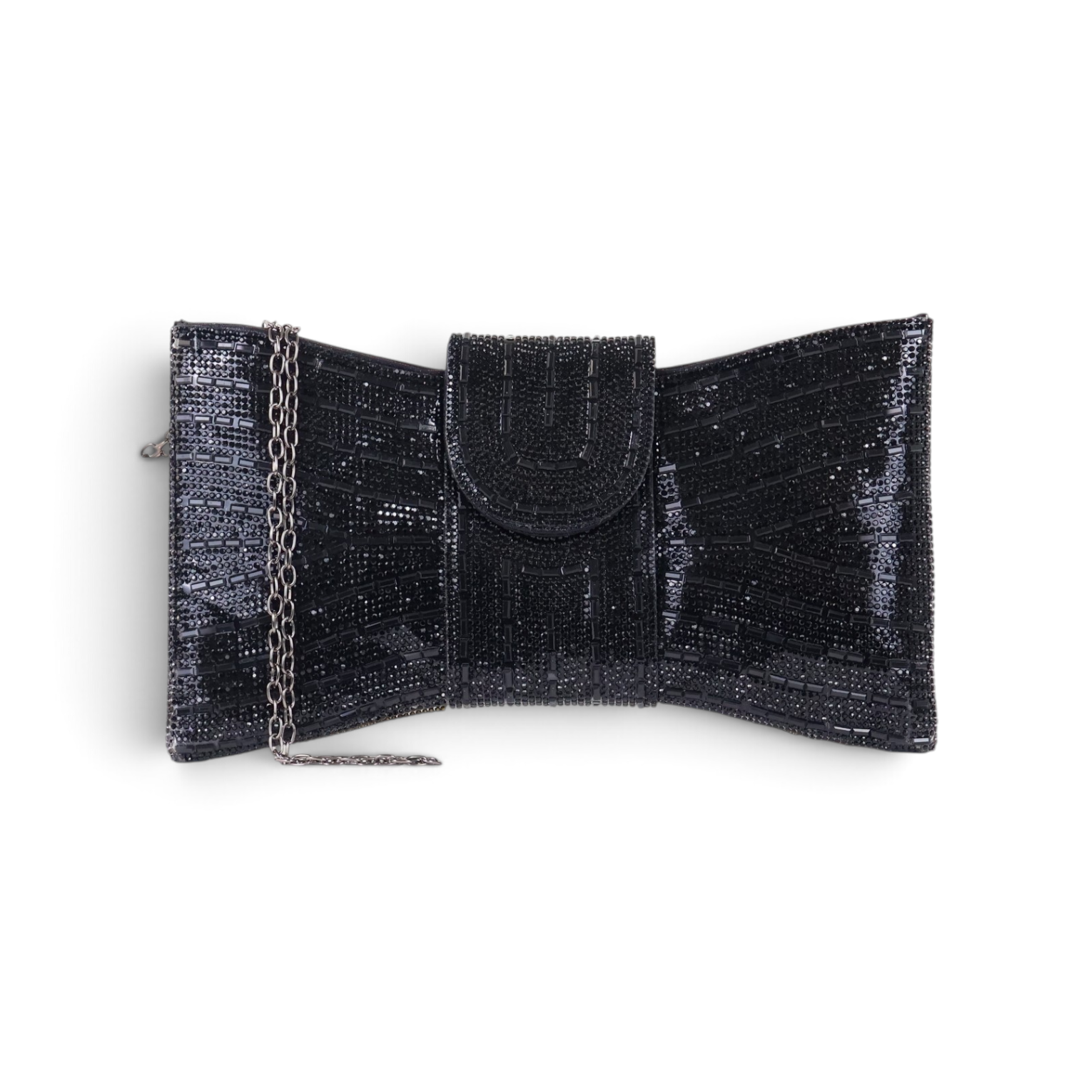 Bolsa Carteira Envelope Strass Preta