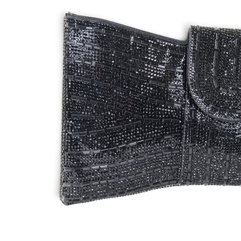 Bolsa Carteira Envelope Strass Preta